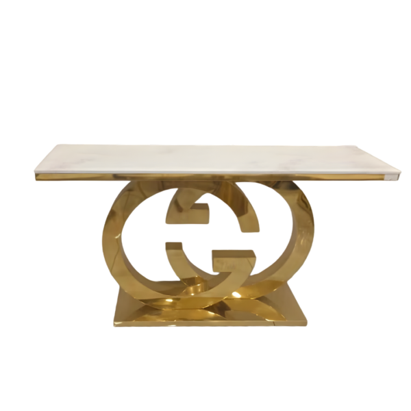 Foyer console, PVD coated base and Marble stone top